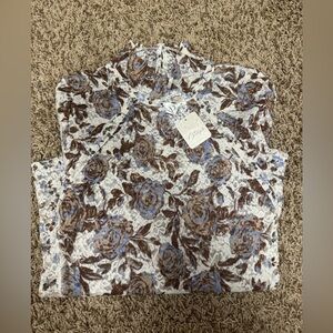 Free People Lyric Lace Top-Ivory Combo NWT Size Large